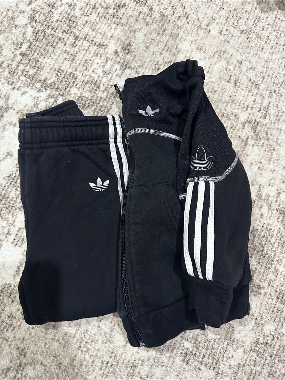 adidas Originals Black Kids Sweatpants & Track Jacket with White Stripes - 4T